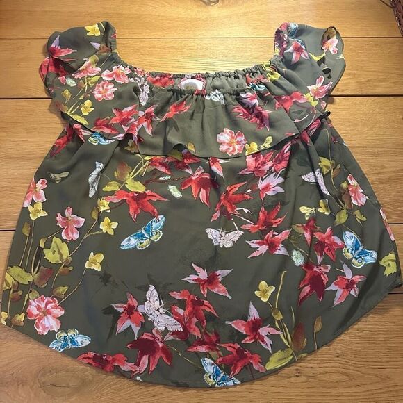 Anthropologie Maeve floral off the shoulder blouse large - Picture 2 of 9